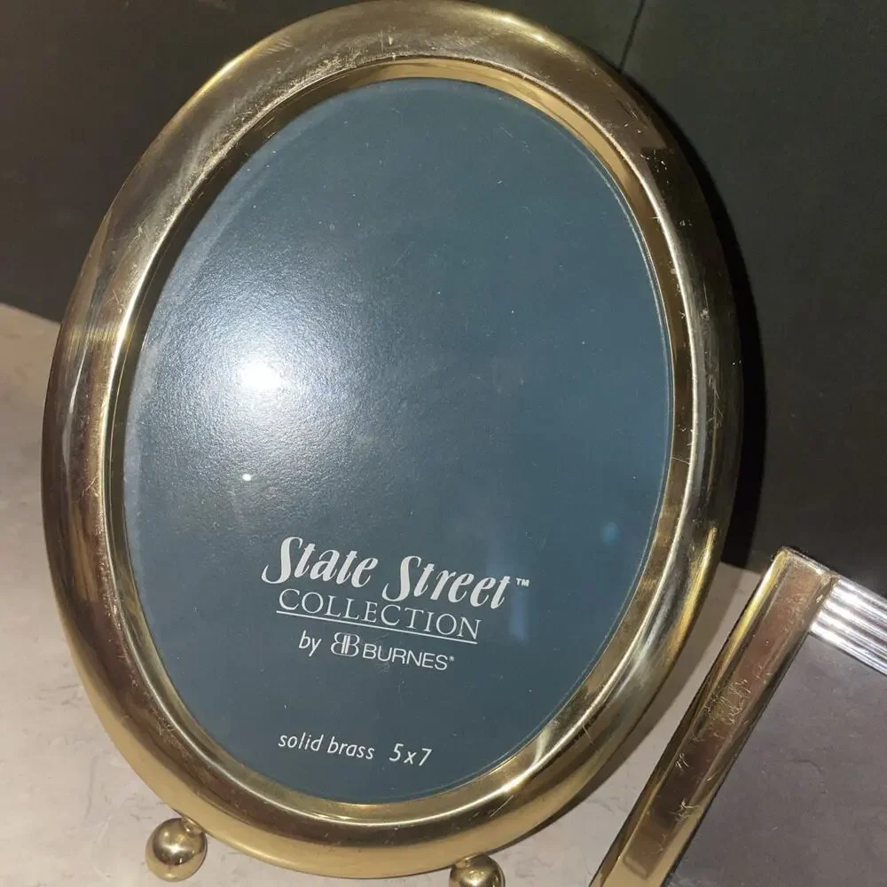 Burnes State Street Gold Solid Brass Oval Footed 5 x 7 & 4x3”Picture Frames